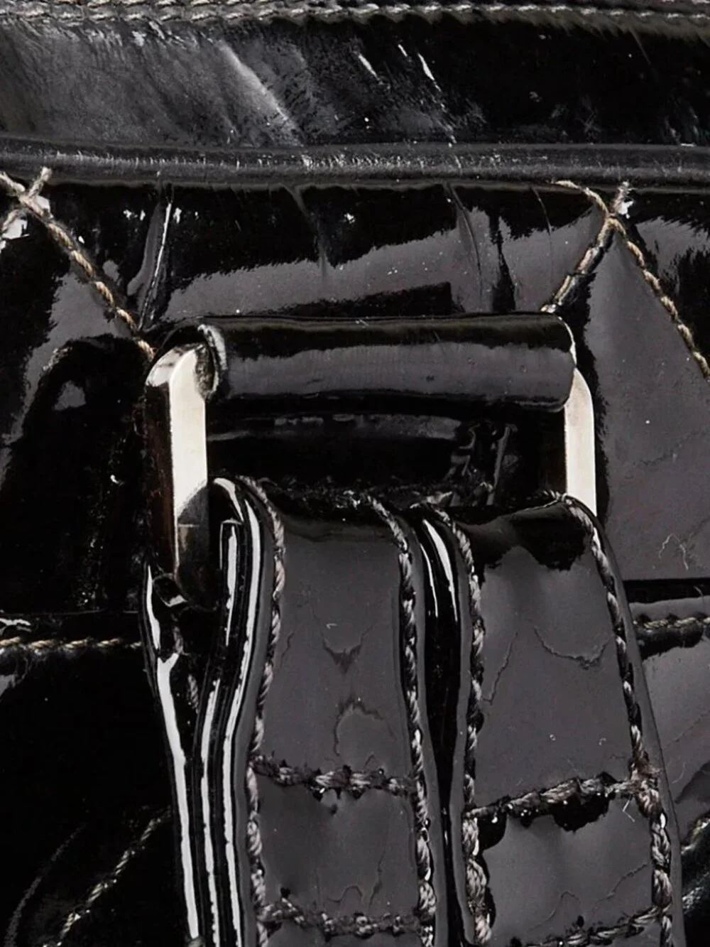 Chanel Black Quilted Patent Leather Backpack Bag